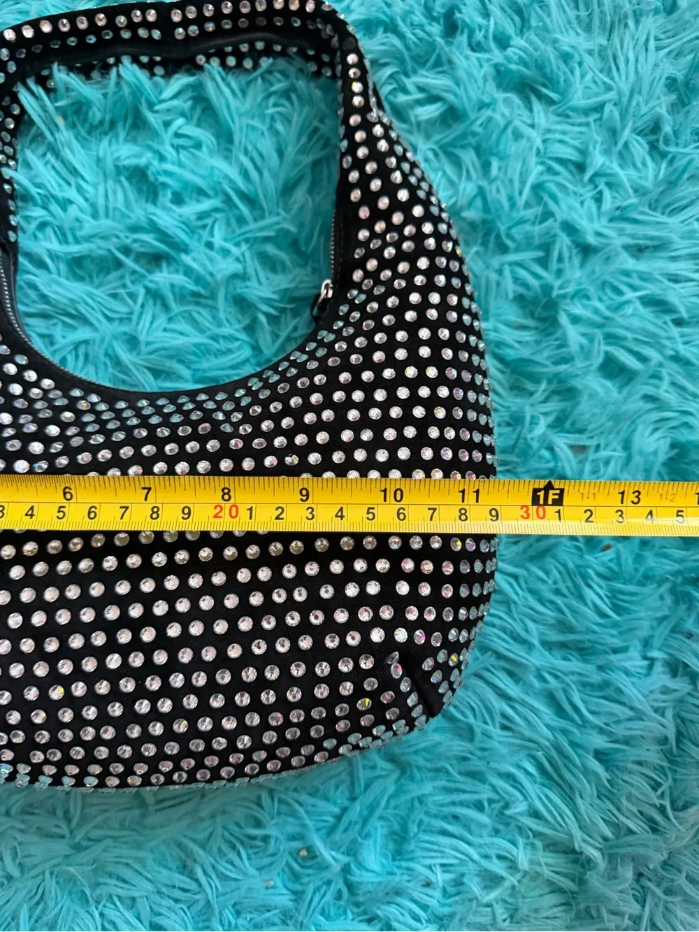 Madewell Black Crystal Embellished Suede Hobo Bag